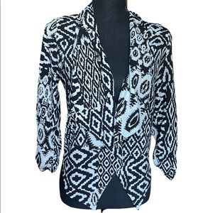 EVERYTHING MUST GO! Black and White Pattern Linen Blazer